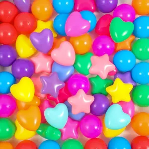 100 Pieces Pit Colorful Pool Toys Balls Five Pointed Star Heart Round Ocean