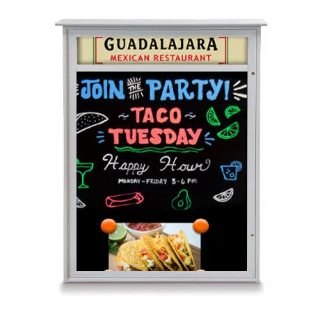 11" x 14" Viewable Area Magnetic Black Dry Erase Board Outdoor Message Center with Header (Left Hinged Single Door)