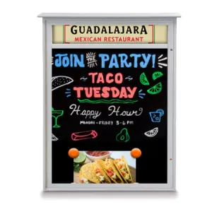 11" x 14" Viewable Area Magnetic Black Dry Erase Board Outdoor Message Center with Header (Left Hinged Single Door)
