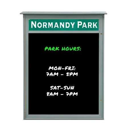 11" x 17" Viewable Area Magnetic Black Dry Erase Board Outdoor Message Center with Header (Left Hinged Single Door)