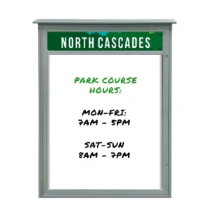 11" x 17" Viewable Area Magnetic White Dry Erase Board Outdoor Message Center with Header (Left Hinged Single Door)