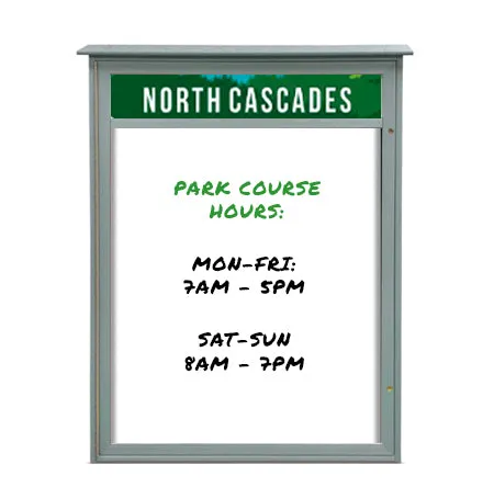 11" x 17" Viewable Area Magnetic White Dry Erase Board Outdoor Message Center with Header (Left Hinged Single Door)
