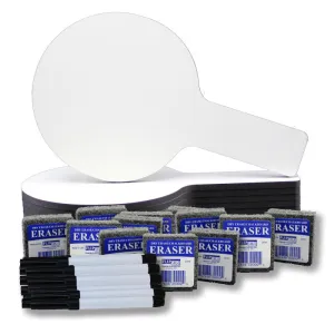 12Ct Mini Dry Erase Paddles with Pen & Eraser Class Pack