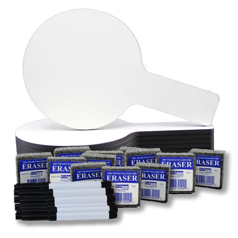 12Ct Mini Dry Erase Paddles with Pen & Eraser Class Pack