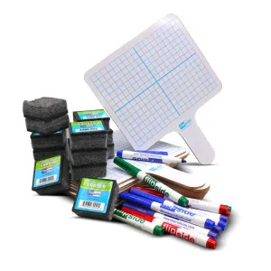 12Ct Rect Graph Dry Erase Paddle 2Sided with Pen & Eraser Classpack