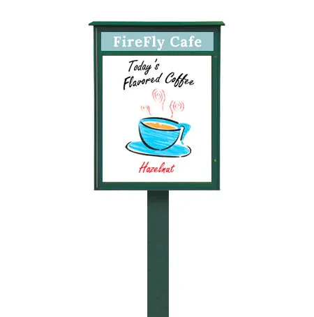 12" x 18" Viewable Area Magnetic White Dry Erase Board Outdoor Message Center with Header and Post (Left Hinged Single Door)