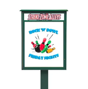 12" x 18" Viewable Area Magnetic White Dry Erase Board Outdoor Message Center with Header and Post (Left Hinged Single Door)