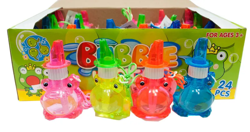 24 PC Frog shaped Bubbles Blower with Whistle