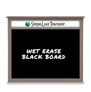 24" x 36" Viewable Area Magnetic Black Dry Erase Board Outdoor Message Center with Header (Left Hinged Single Door)