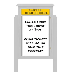 24" x 48" Standing Outdoor Message Center Magnetic White Dry Erase Board with Header (Single Door)