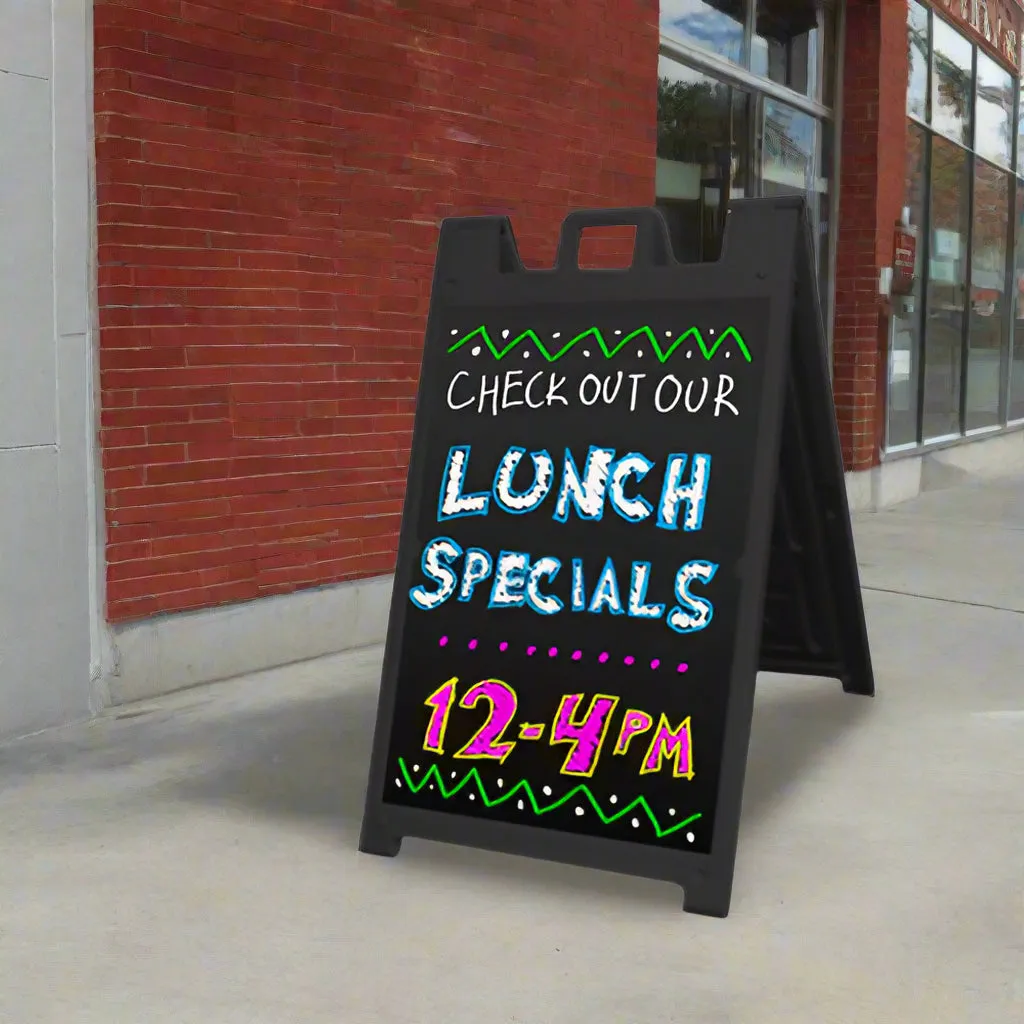 24x36 Two Sided Outdoor Black Plastic A-Frame Stand with Black Dry Erase Boards