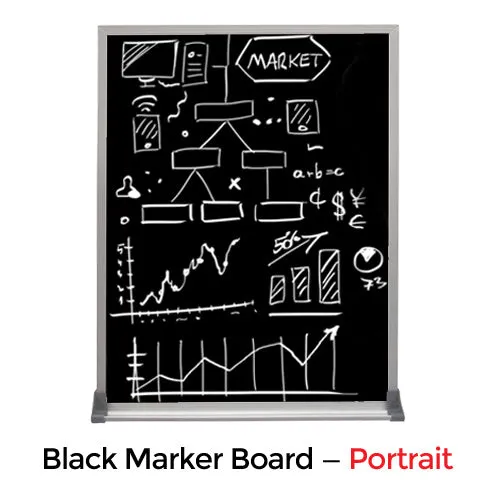 24x72 Magnetic Black Dry Erase Marker Board with Aluminum Frame