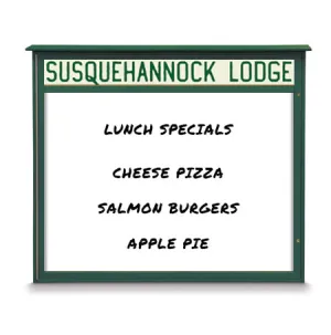 27" x 40" Viewable Area Magnetic White Dry Erase Board Outdoor Message Center with Header (Left Hinged Single Door)