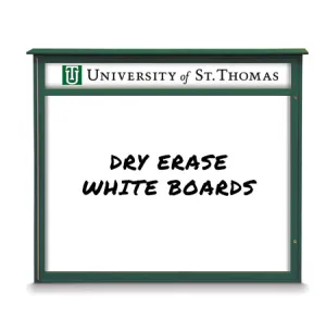 27" x 41" Viewable Area Magnetic White Dry Erase Board Outdoor Message Center with Header (Left Hinged Single Door)