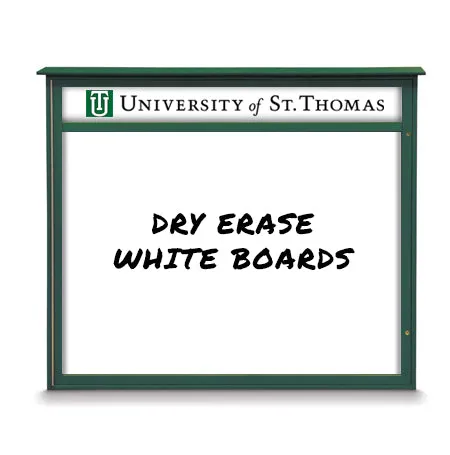 27" x 41" Viewable Area Magnetic White Dry Erase Board Outdoor Message Center with Header (Left Hinged Single Door)
