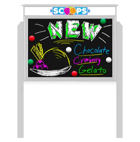 30" x 30" Viewable Area Magnetic Black Dry Erase Board Outdoor Message Center with Header and Posts (Single Door)