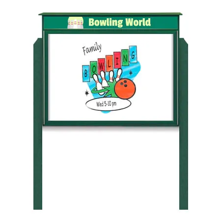 30" x 36" Viewable Area Magnetic White Dry Erase Board Outdoor Message Center with Header and Posts (Single Door)
