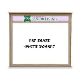 30" x 40" Viewable Area Magnetic White Dry Erase Board Outdoor Message Center with Header (Left Hinged Single Door)