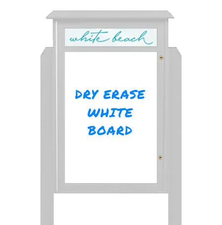 32" x 48" Standing Outdoor Message Center Magnetic White Dry Erase Board with Header (Single Door)