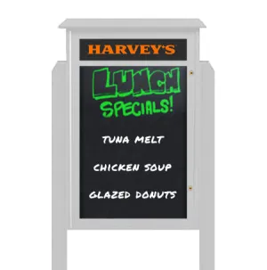36" x 48" Viewable Area Magnetic Black Dry Erase Board Outdoor Message Center with Header and Posts (Single Door)