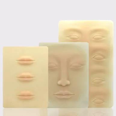 3D full face practice skin 3D Silicone Permanent Makeup Training Practice Fake Skin Blank Eye Lips Face