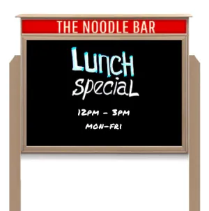 42" x 42" Viewable Area Magnetic Black Dry Erase Board Outdoor Message Center with Header and Posts (Single Door)