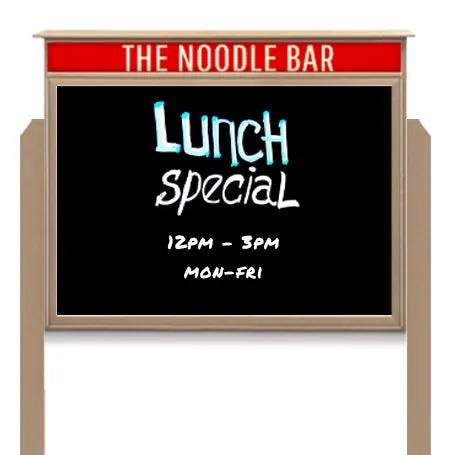 42" x 42" Viewable Area Magnetic Black Dry Erase Board Outdoor Message Center with Header and Posts (Single Door)