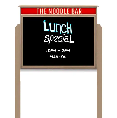 42" x 42" Viewable Area Magnetic Black Dry Erase Board Outdoor Message Center with Header and Posts (Single Door)