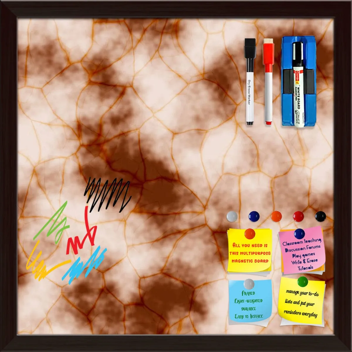 Abstract Marble Generated Texture D2 Framed Magnetic Dry Erase Board | Combo with Magnet Buttons & Markers
