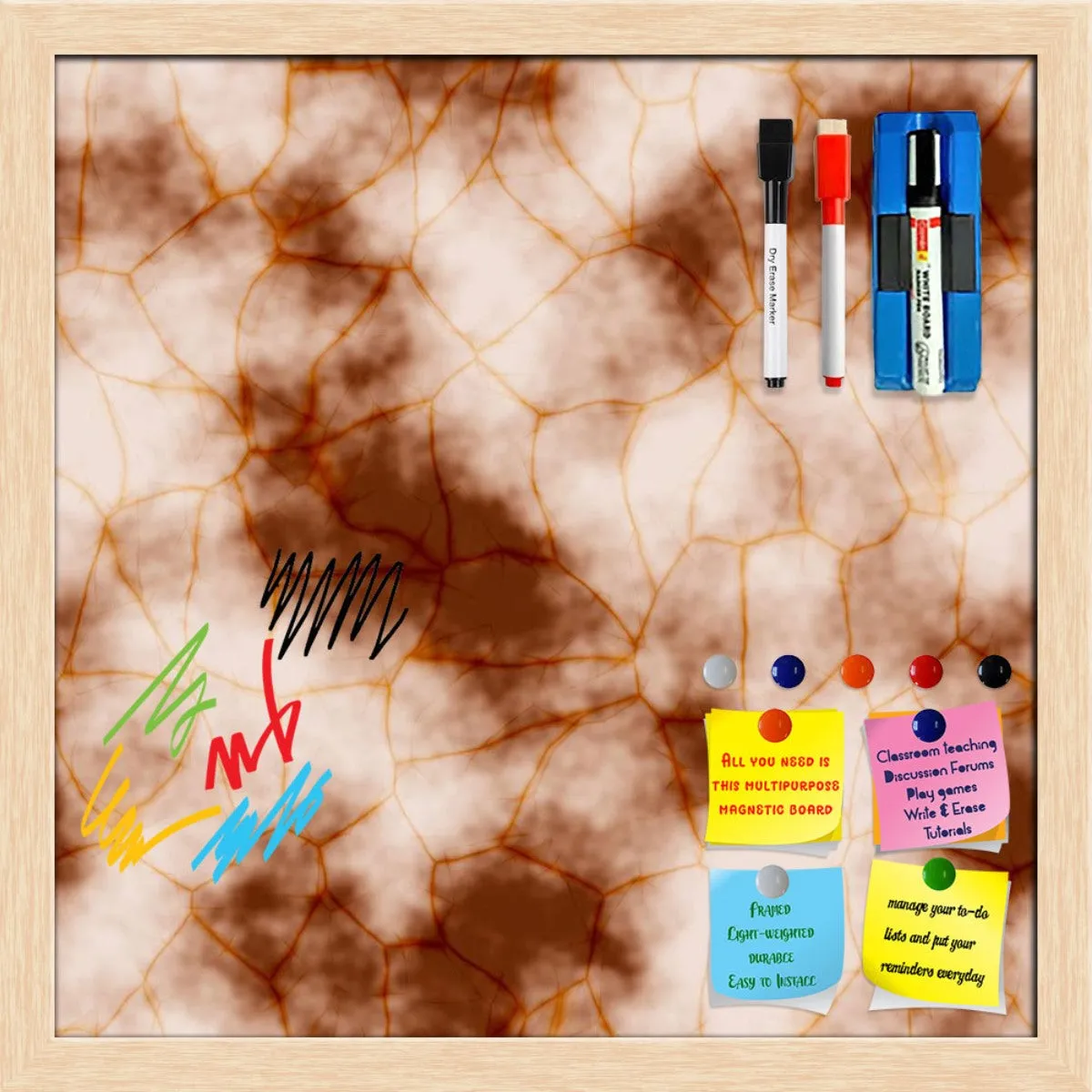 Abstract Marble Generated Texture D2 Framed Magnetic Dry Erase Board | Combo with Magnet Buttons & Markers