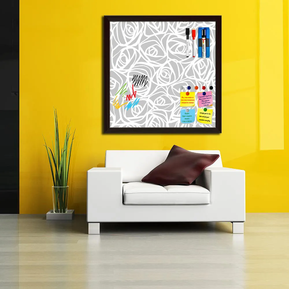 Abstract Pattern Framed Magnetic Dry Erase Board | Combo with Magnet Buttons & Markers