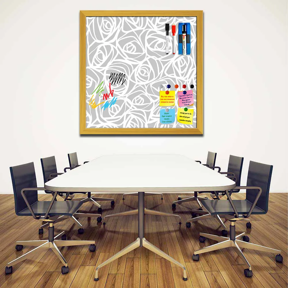 Abstract Pattern Framed Magnetic Dry Erase Board | Combo with Magnet Buttons & Markers