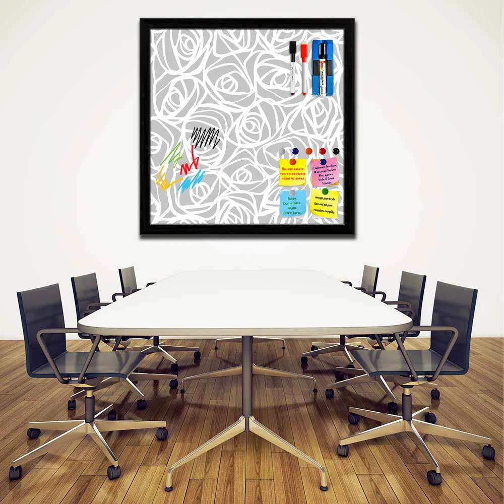 Abstract Pattern Framed Magnetic Dry Erase Board | Combo with Magnet Buttons & Markers