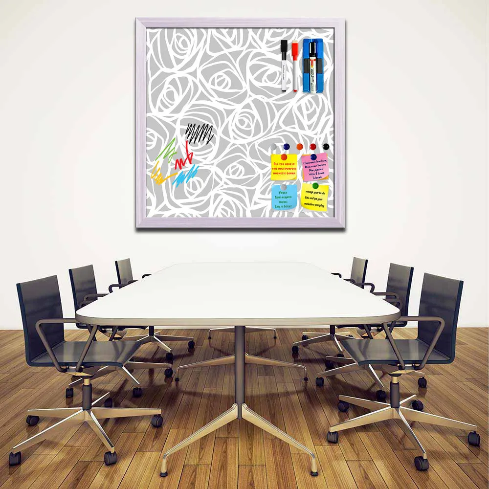 Abstract Pattern Framed Magnetic Dry Erase Board | Combo with Magnet Buttons & Markers