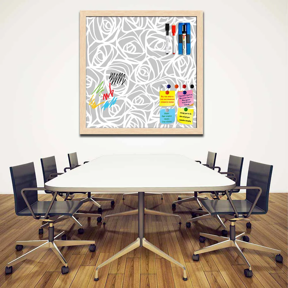 Abstract Pattern Framed Magnetic Dry Erase Board | Combo with Magnet Buttons & Markers