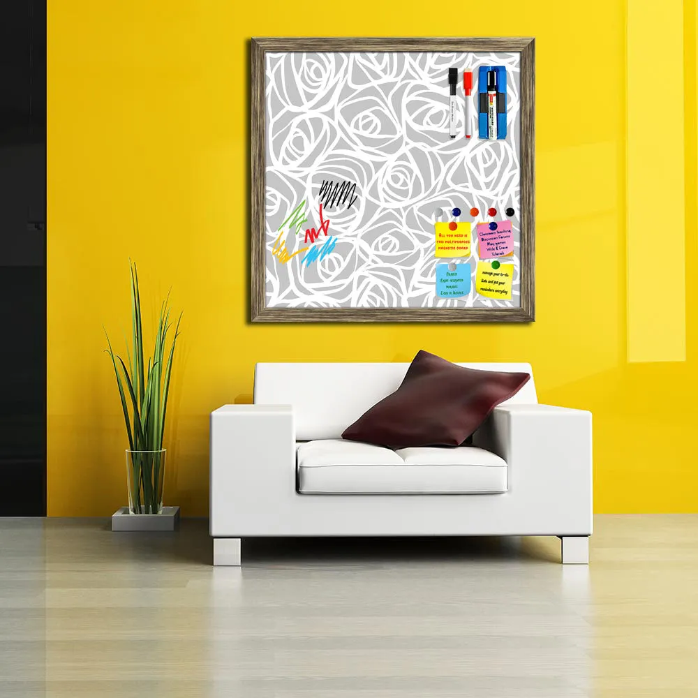 Abstract Pattern Framed Magnetic Dry Erase Board | Combo with Magnet Buttons & Markers