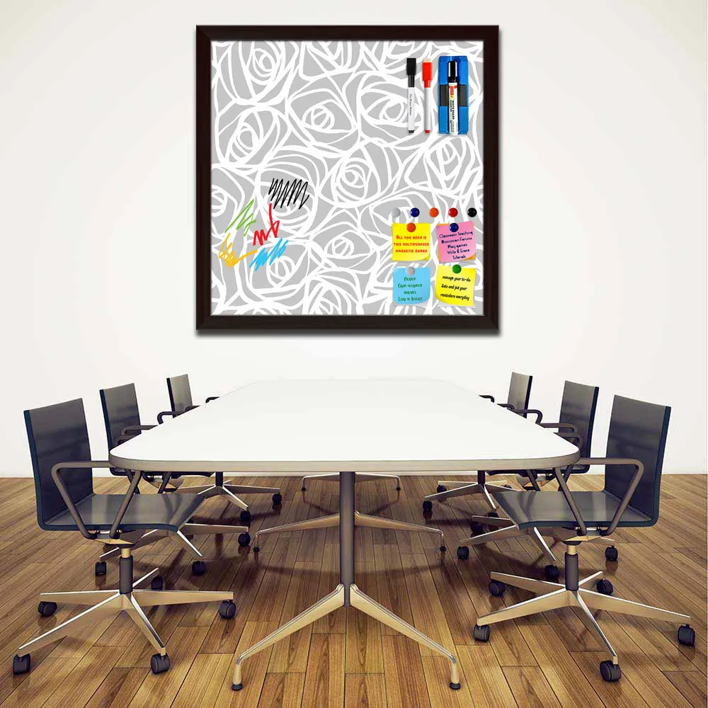 Abstract Pattern Framed Magnetic Dry Erase Board | Combo with Magnet Buttons & Markers
