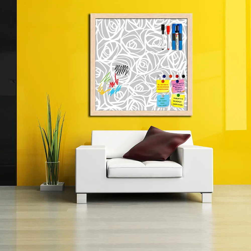 Abstract Pattern Framed Magnetic Dry Erase Board | Combo with Magnet Buttons & Markers