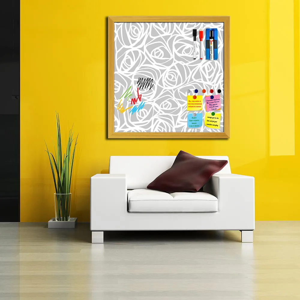 Abstract Pattern Framed Magnetic Dry Erase Board | Combo with Magnet Buttons & Markers