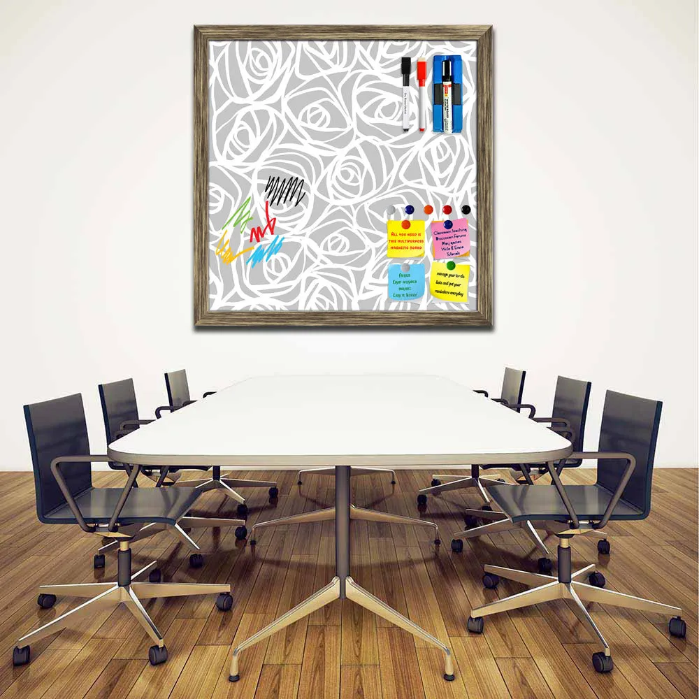 Abstract Pattern Framed Magnetic Dry Erase Board | Combo with Magnet Buttons & Markers