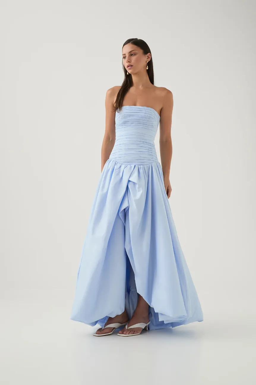 Aje - Violette Bubble Hem Maxi Dress in Pearl Blue