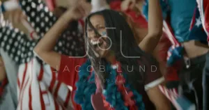 American sports fans celebrating victory