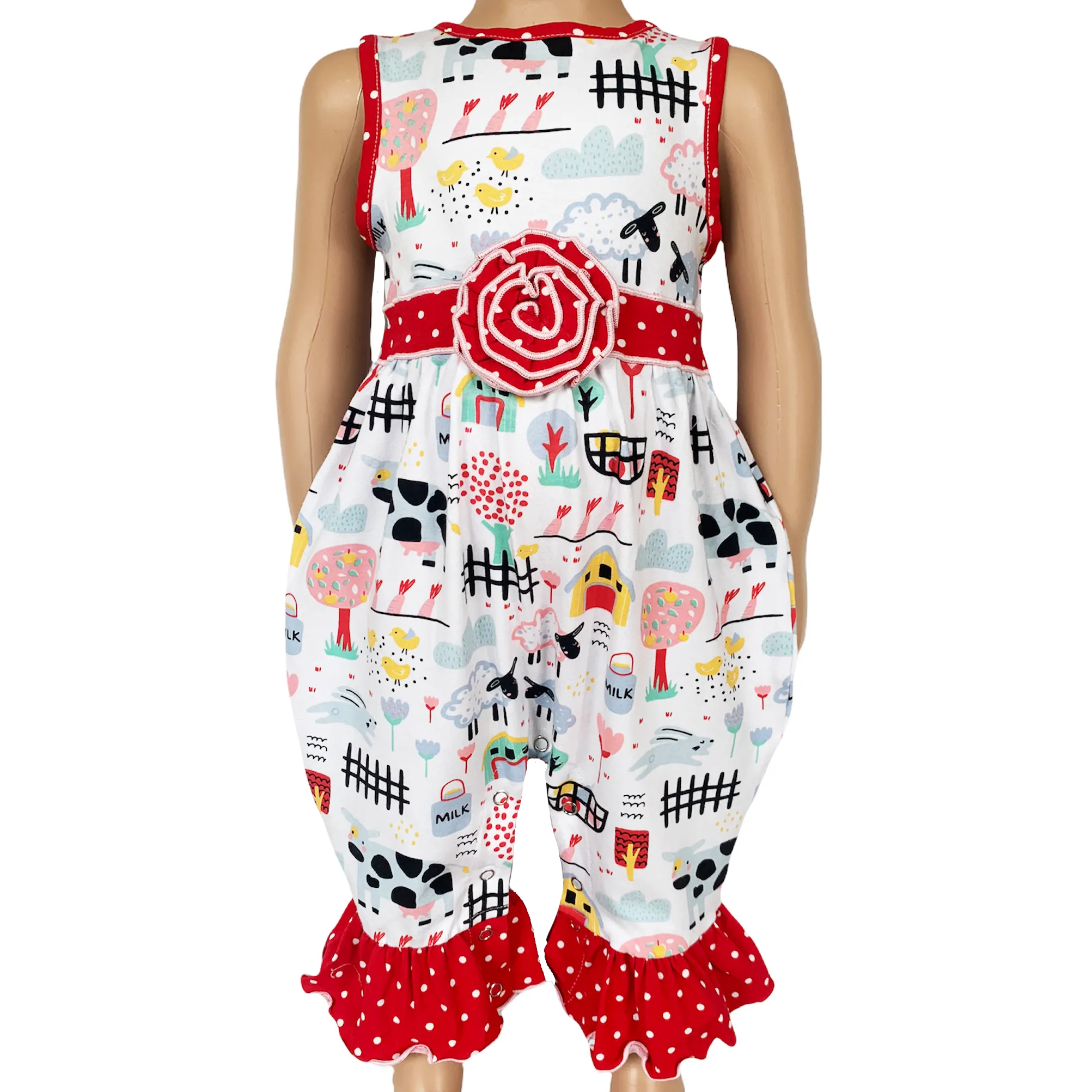 Annloren Baby/Toddler Girls Boutique Fun Farm Animal Romper