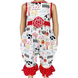 Annloren Baby/Toddler Girls Boutique Fun Farm Animal Romper