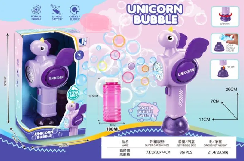 Battery Operated Unicorn Colorful Bubble Wand