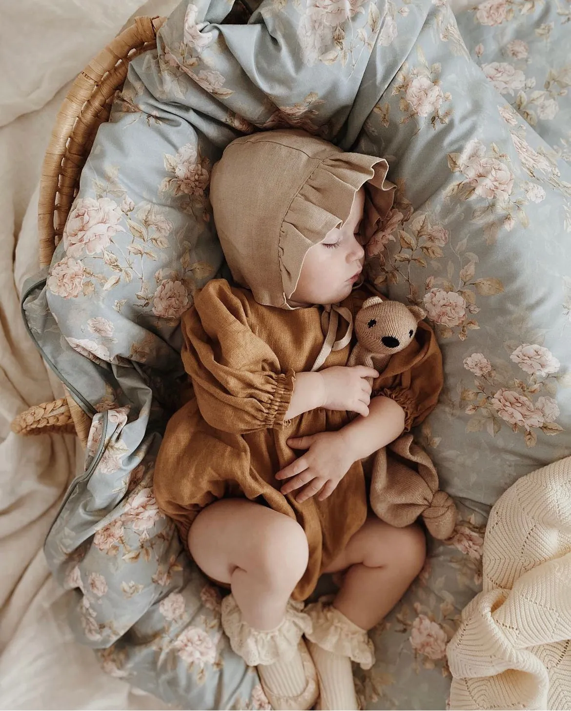 Beige Linen Puff Sleeve Bubble Playsuit