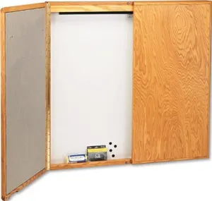 Cabinet Fabric/Dry Erase Porcelain/Steel 48 X 48 X 24 White Oak Frame