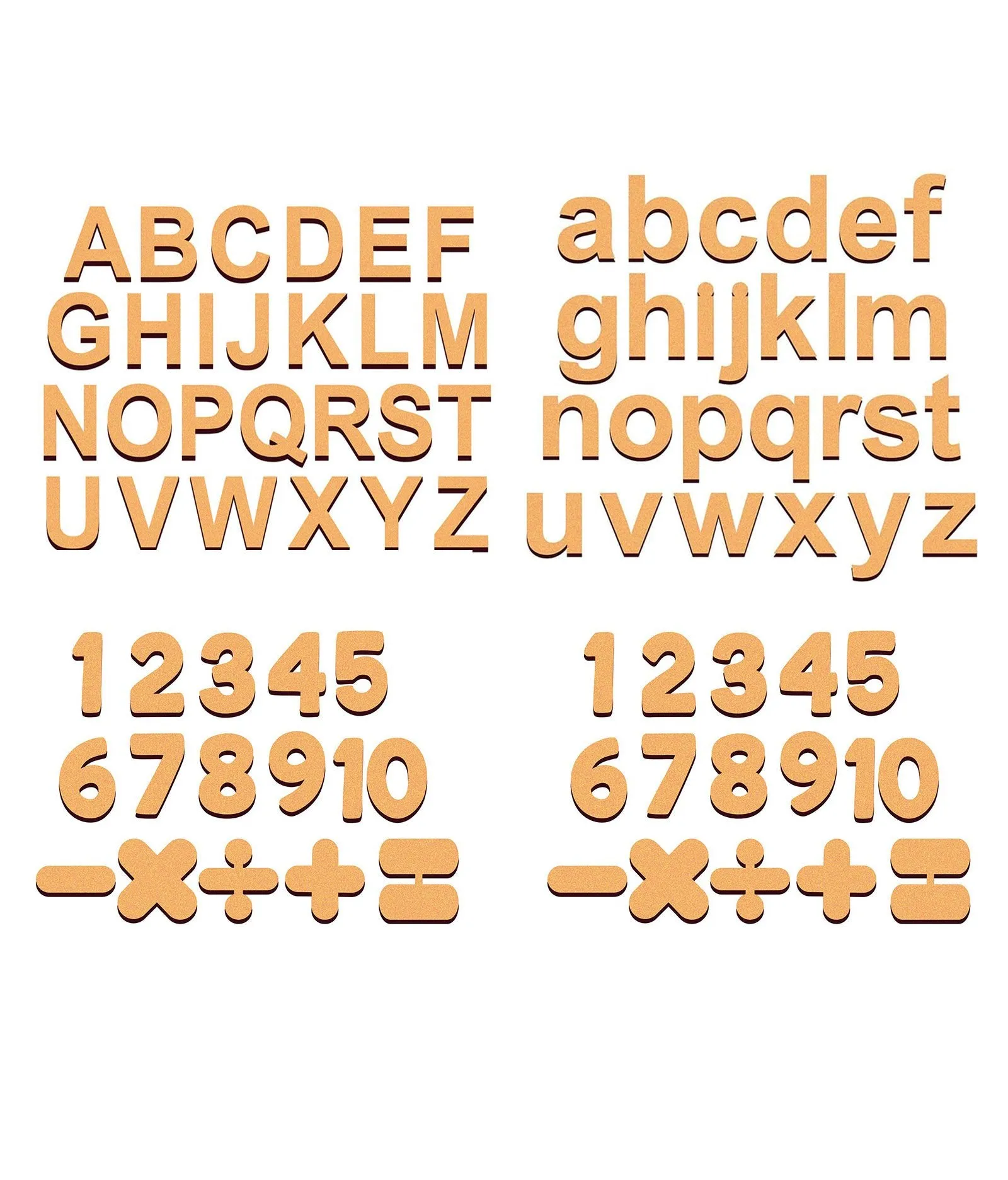 Cliths Wooden 1 Set of Upper Case & Lower Case English Alphabets with 2 Set of 0-9 Numbers, Total (82 Pcs) Alphabet Cutouts