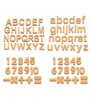 Cliths Wooden 1 Set of Upper Case & Lower Case English Alphabets with 2 Set of 0-9 Numbers, Total (82 Pcs) Alphabet Cutouts