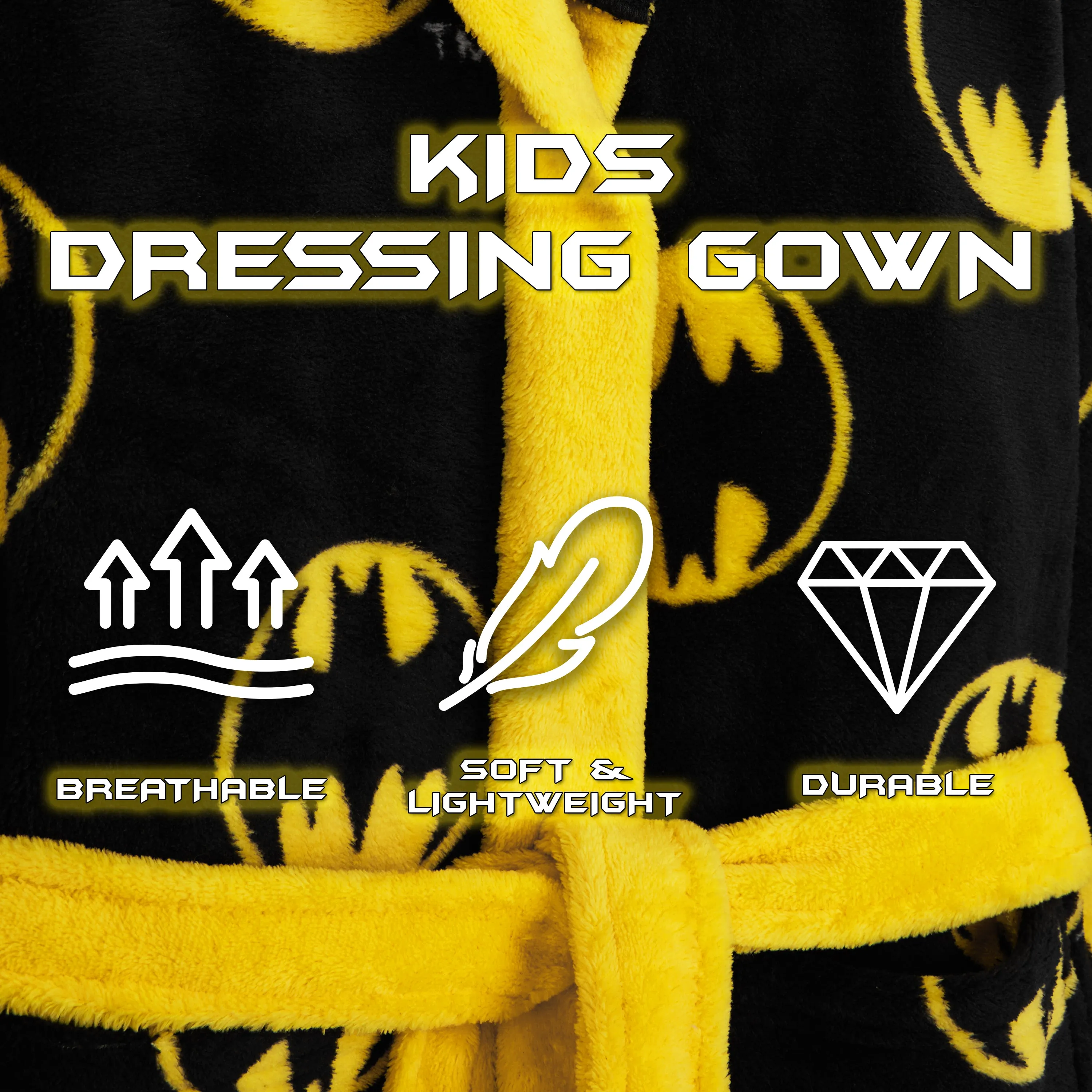 DC COMICS Boys Dressing Gown - Kids Hooded Fleece Batman Robe